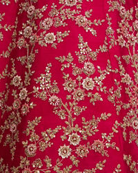 Twamev Women Rani Pink Bel Buti Embroidered Lehenga with Intricate Borders, Sequin And Stone Work