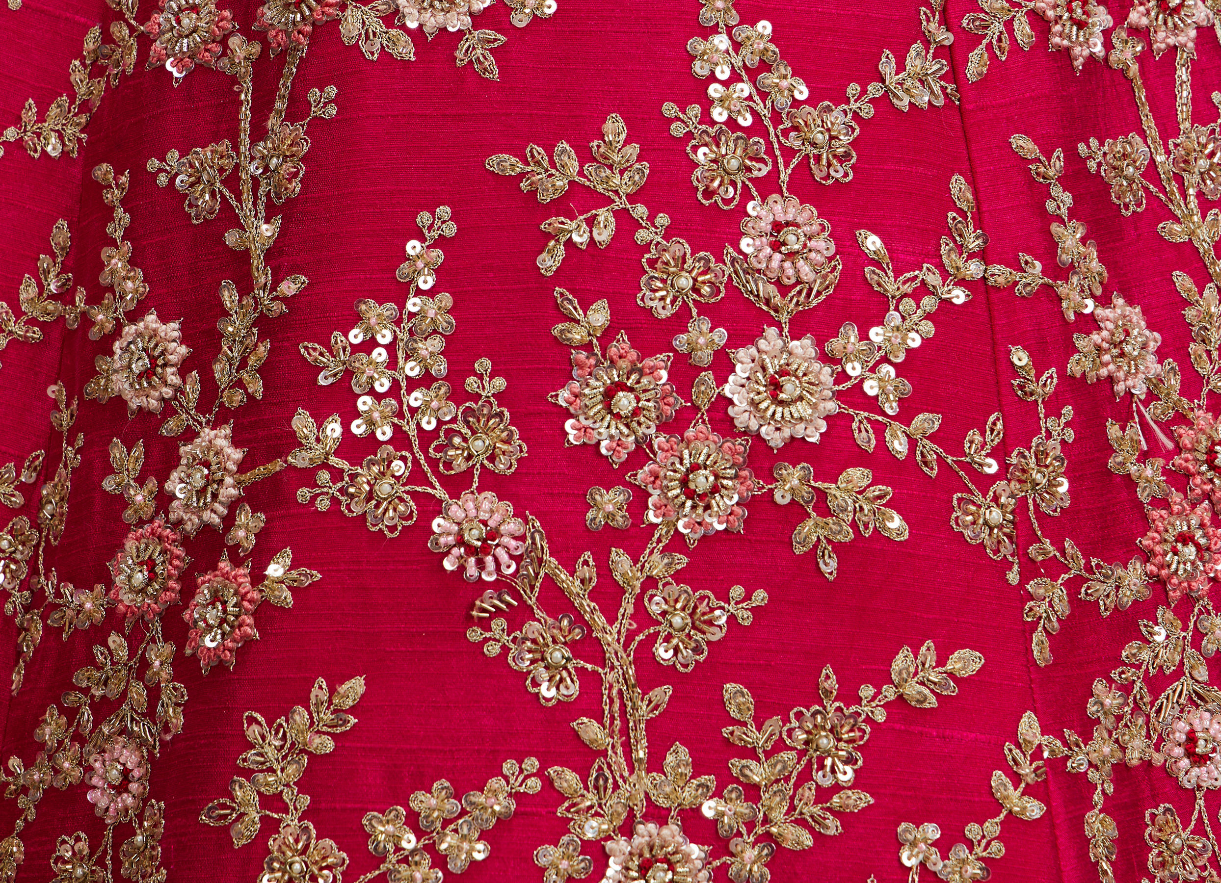 Twamev Women Rani Pink Bel Buti Embroidered Lehenga with Intricate Borders, Sequin And Stone Work