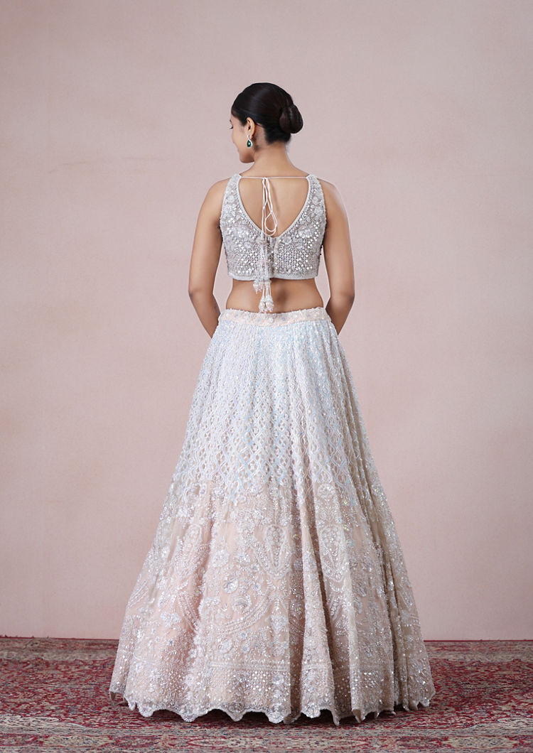 alt message - Twamev Women Ethereal Cream Dream Lehenga image number 4