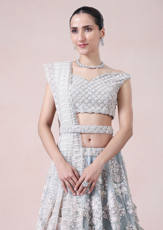 Twamev Women Modern Chic Grey Lehenga