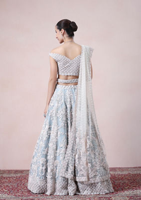 alt message - Twamev Women Modern Chic Grey Lehenga image number 4