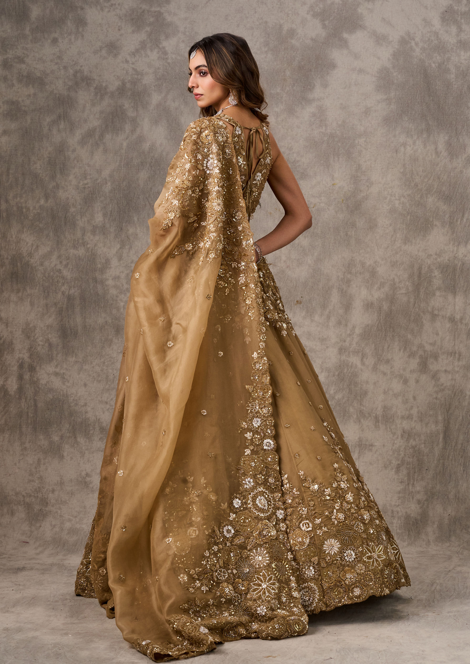 Twamev Women Fawn Extravaganza Organza Lehenga