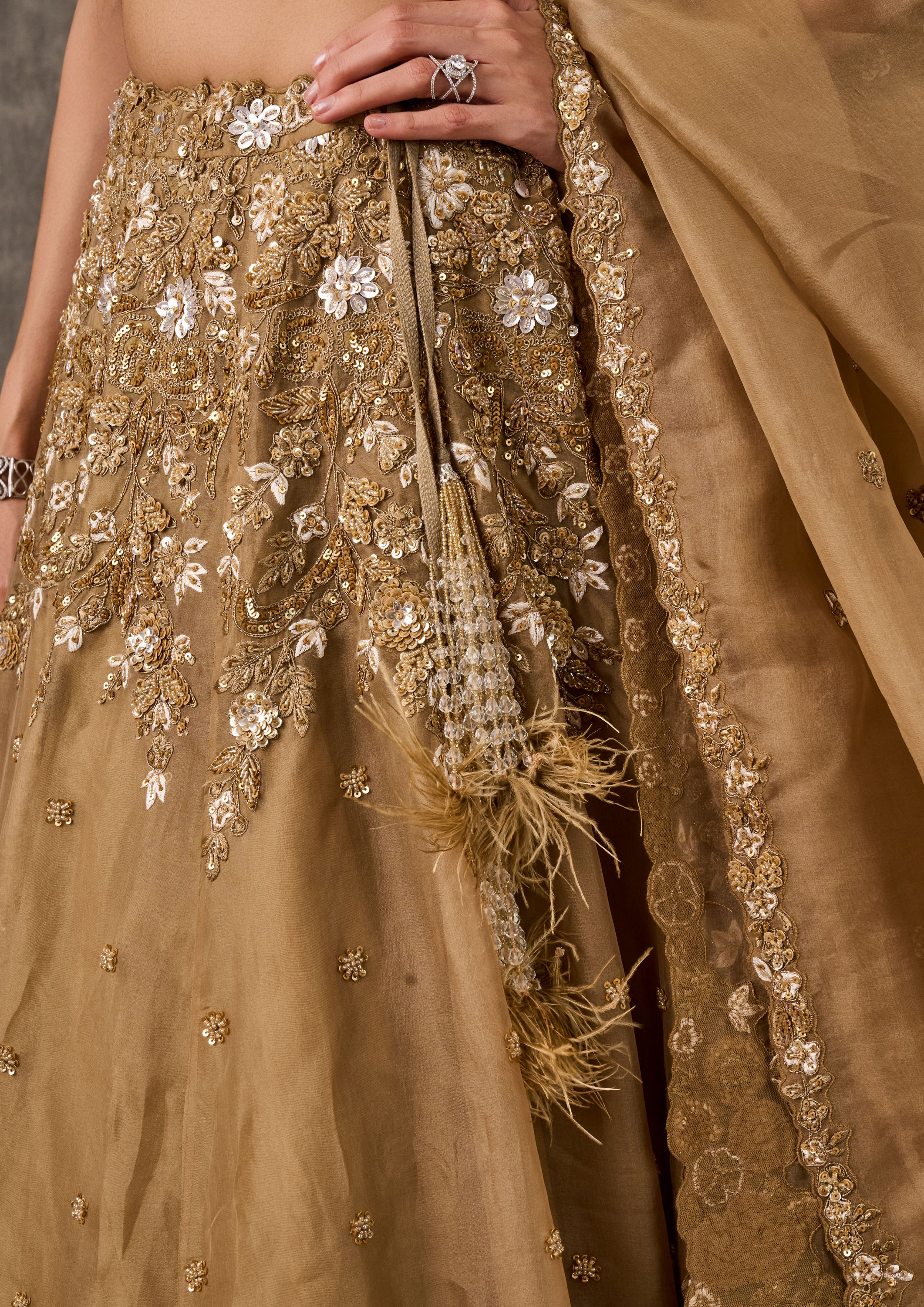 Twamev Women Fawn Extravaganza Organza Lehenga
