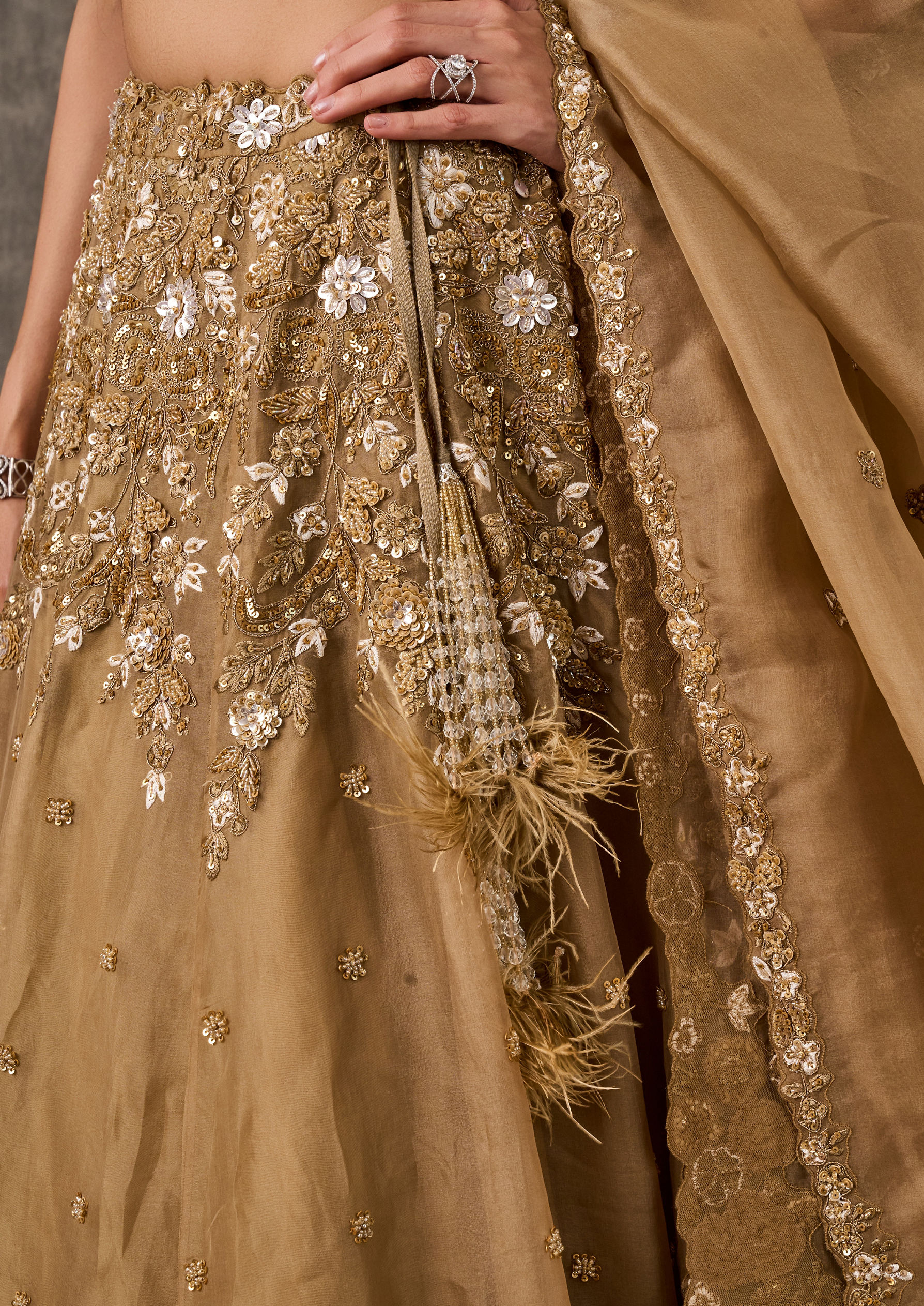 Twamev Women Fawn Extravaganza Organza Lehenga