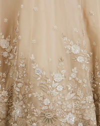 Twamev Women Cream Beige Floral Embroidered Lehenga with Sequins Work