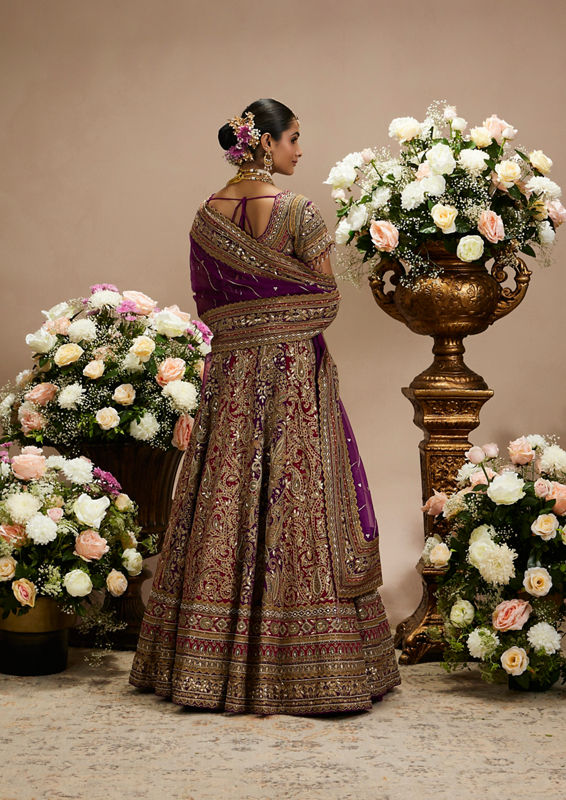 Twamev Women Radiant Purple Crepe Bridal Lehenga