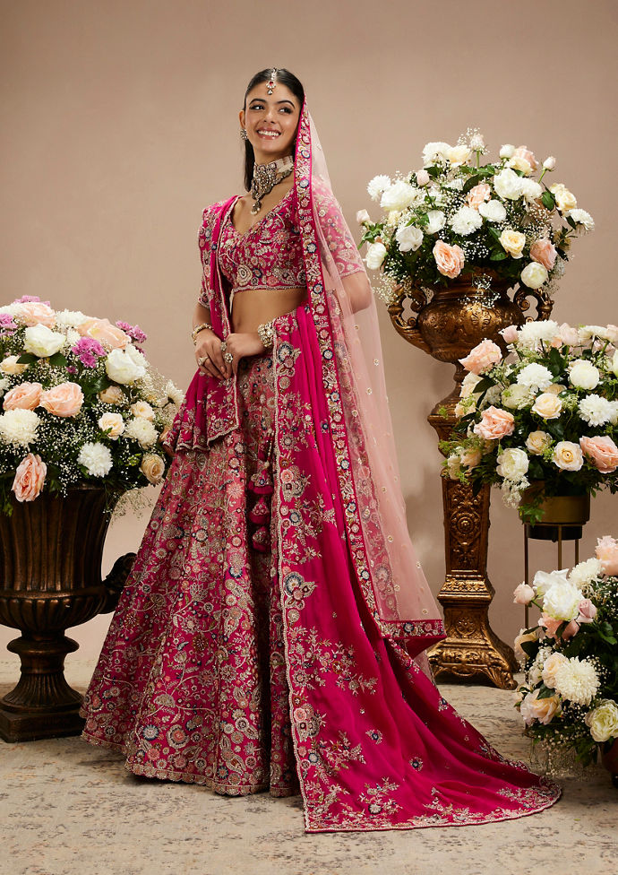 Twamev Women Gracious Pink Elegance Bridal Lehenga