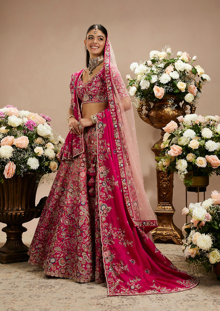 Twamev Women Gracious Pink Elegance Bridal Lehenga