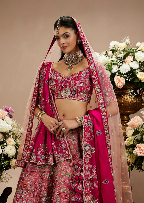 Twamev Women Gracious Pink Elegance Bridal Lehenga