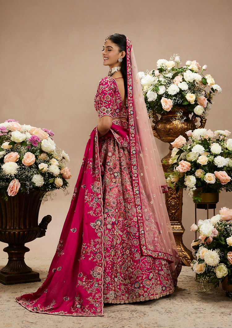 Twamev Women Gracious Pink Elegance Bridal Lehenga