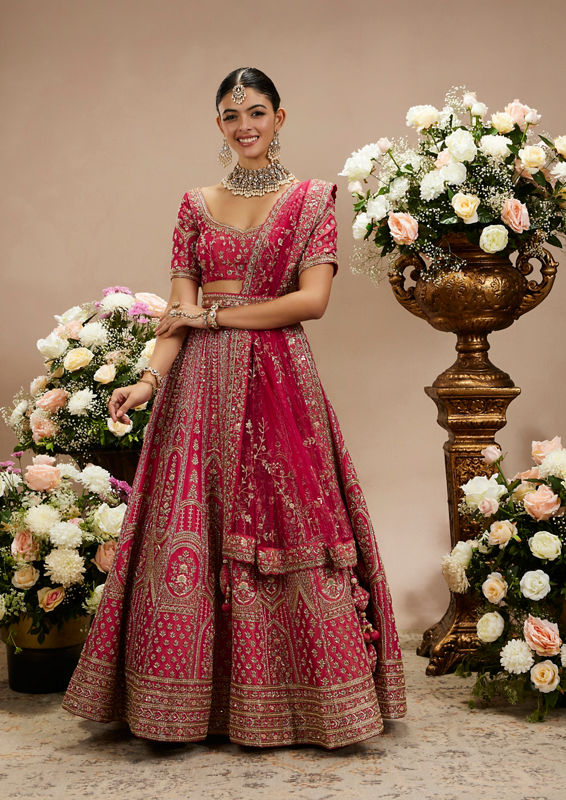 Twamev Women Radiant Rani Pink Bridal Lehenga