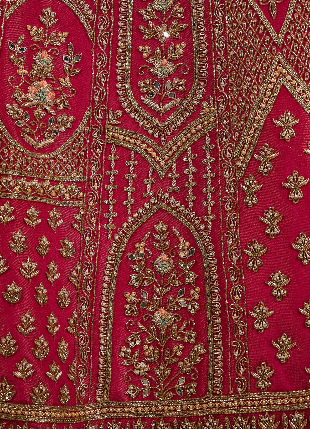 Twamev Women Rani Pink Zari Embroidered Lehenga with Floral And Buta Motifs And Pillow Trim Latkans