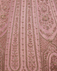 Twamev Women Dusty Pink Floral Embroidered Lehenga with Darbar, Floral Buta Motifs And Tassel Trims