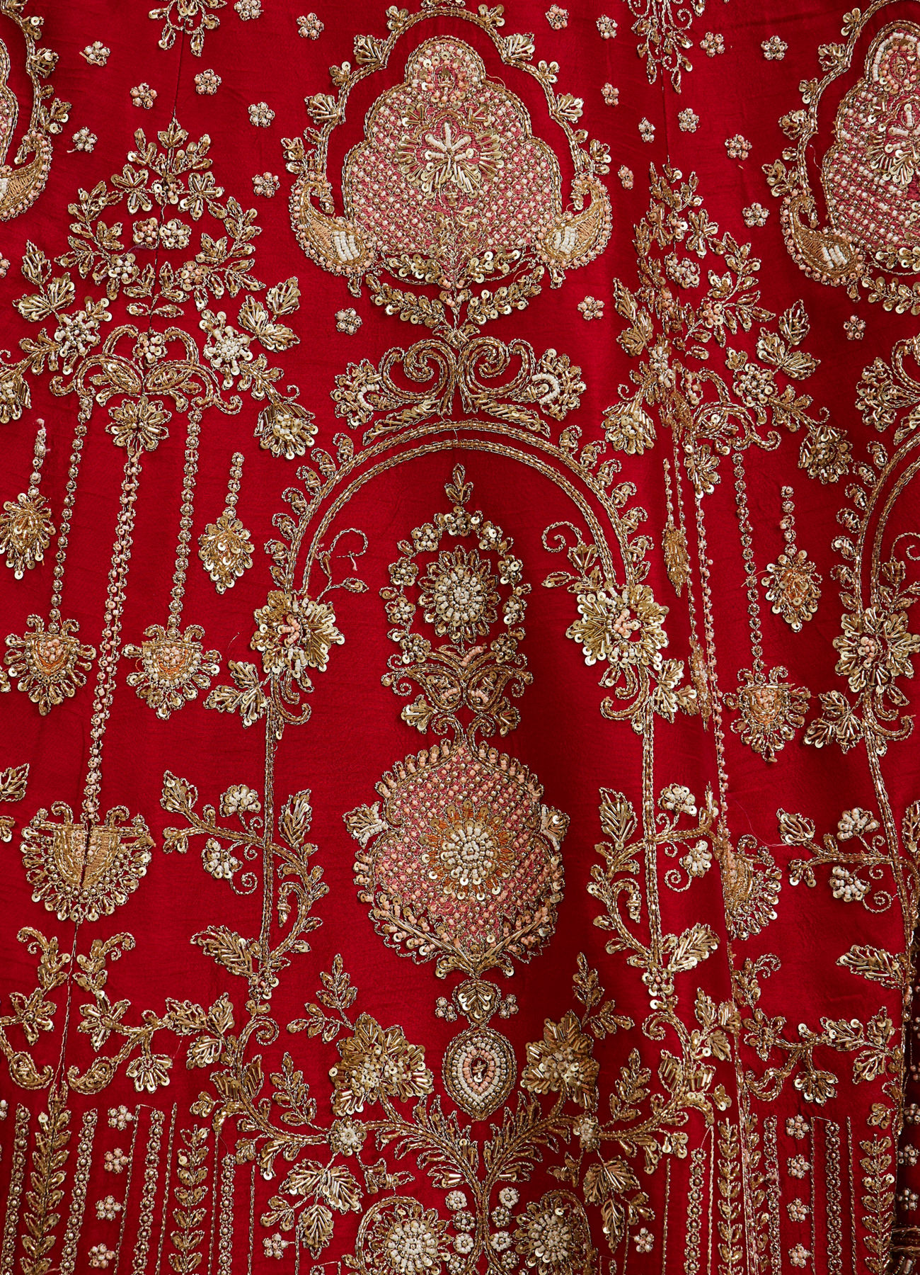 Buy Tomato Red Zari Embroidered Lehenga with Medallion And Buta Motifs ...