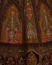 Twamev Women Buttercup Yellow Zari Embroidered Lehenga with Darbar Motifs And Floral Butas