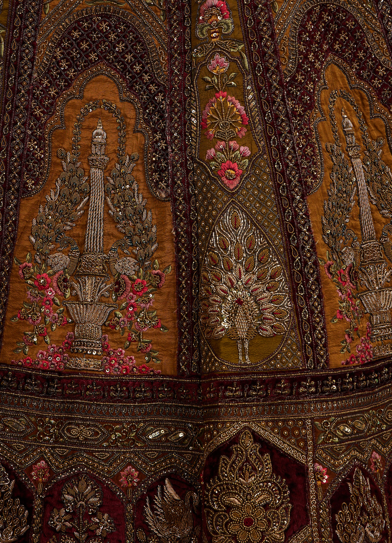 Twamev Women Buttercup Yellow Zari Embroidered Lehenga with Darbar Motifs And Floral Butas