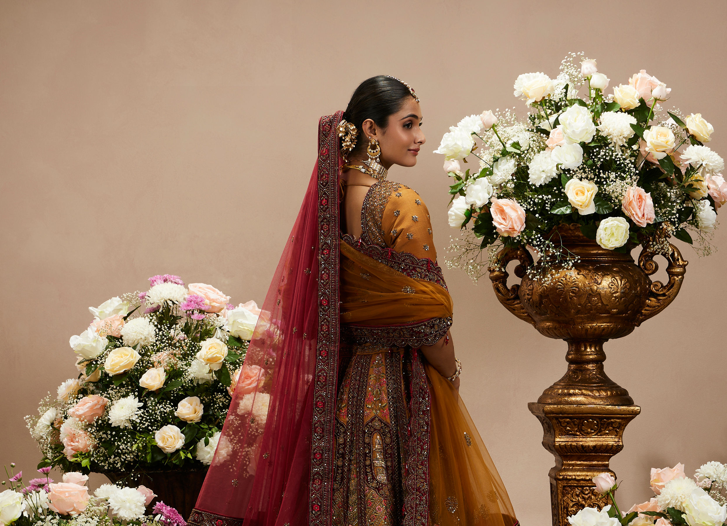 Twamev Women Buttercup Yellow Zari Embroidered Lehenga with Darbar Motifs And Floral Butas