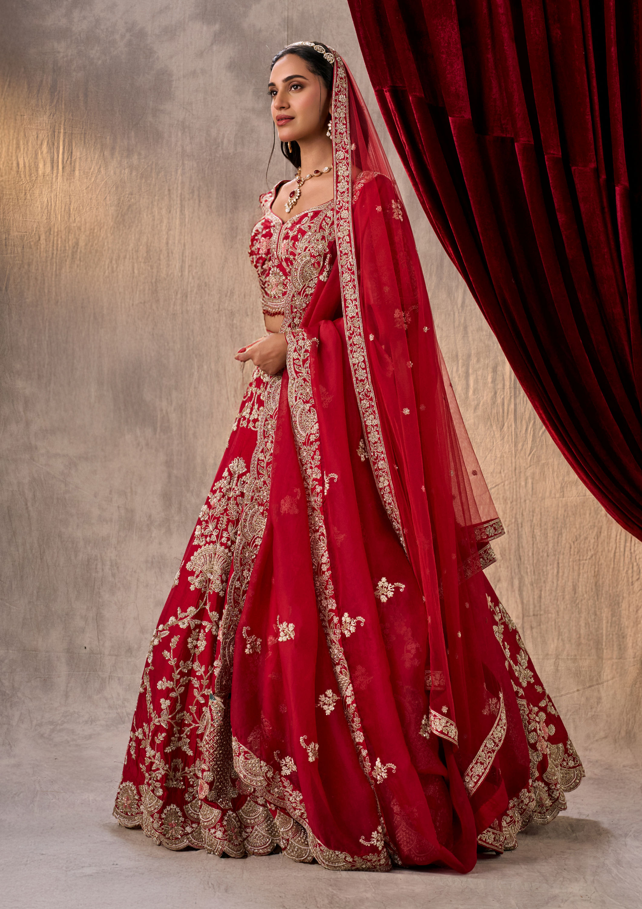 Twamev Women Rani Pink Festive Bridal Lehenga