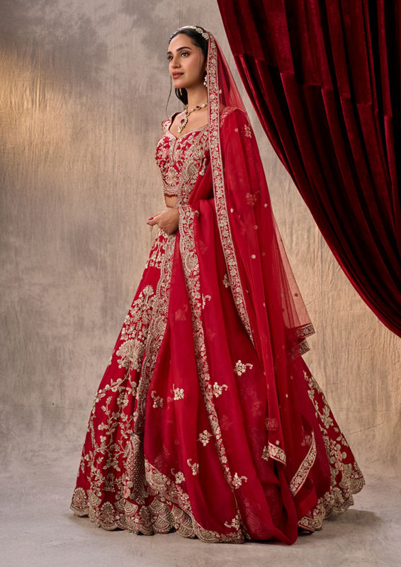 Twamev Women Rani Pink Festive Bridal Lehenga