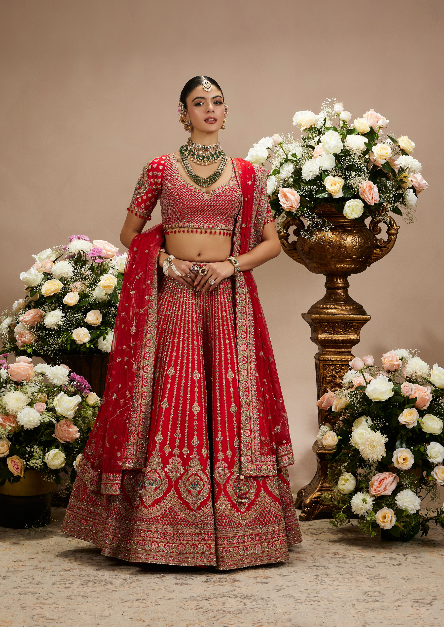 Twamev Women Radiant Rani Pink Bridal Lehenga