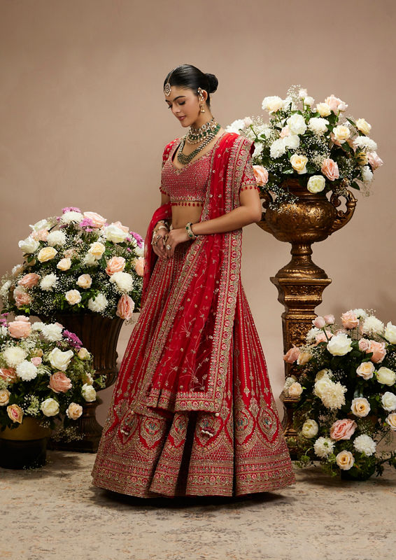 Twamev Women Radiant Rani Pink Bridal Lehenga