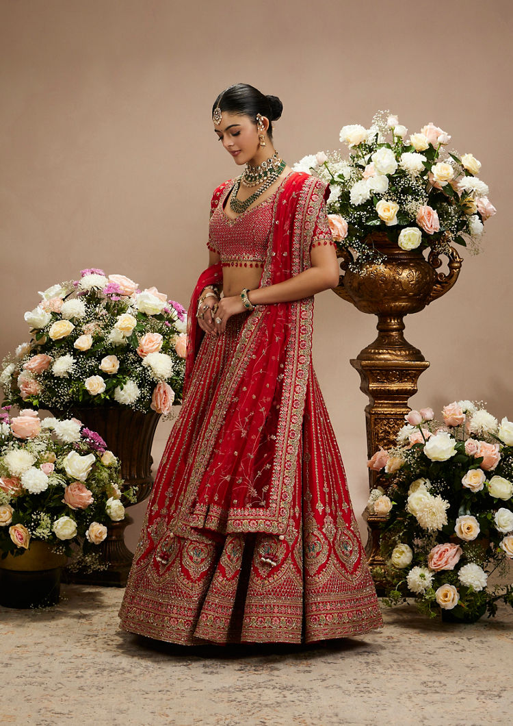 Twamev Women Radiant Rani Pink Bridal Lehenga