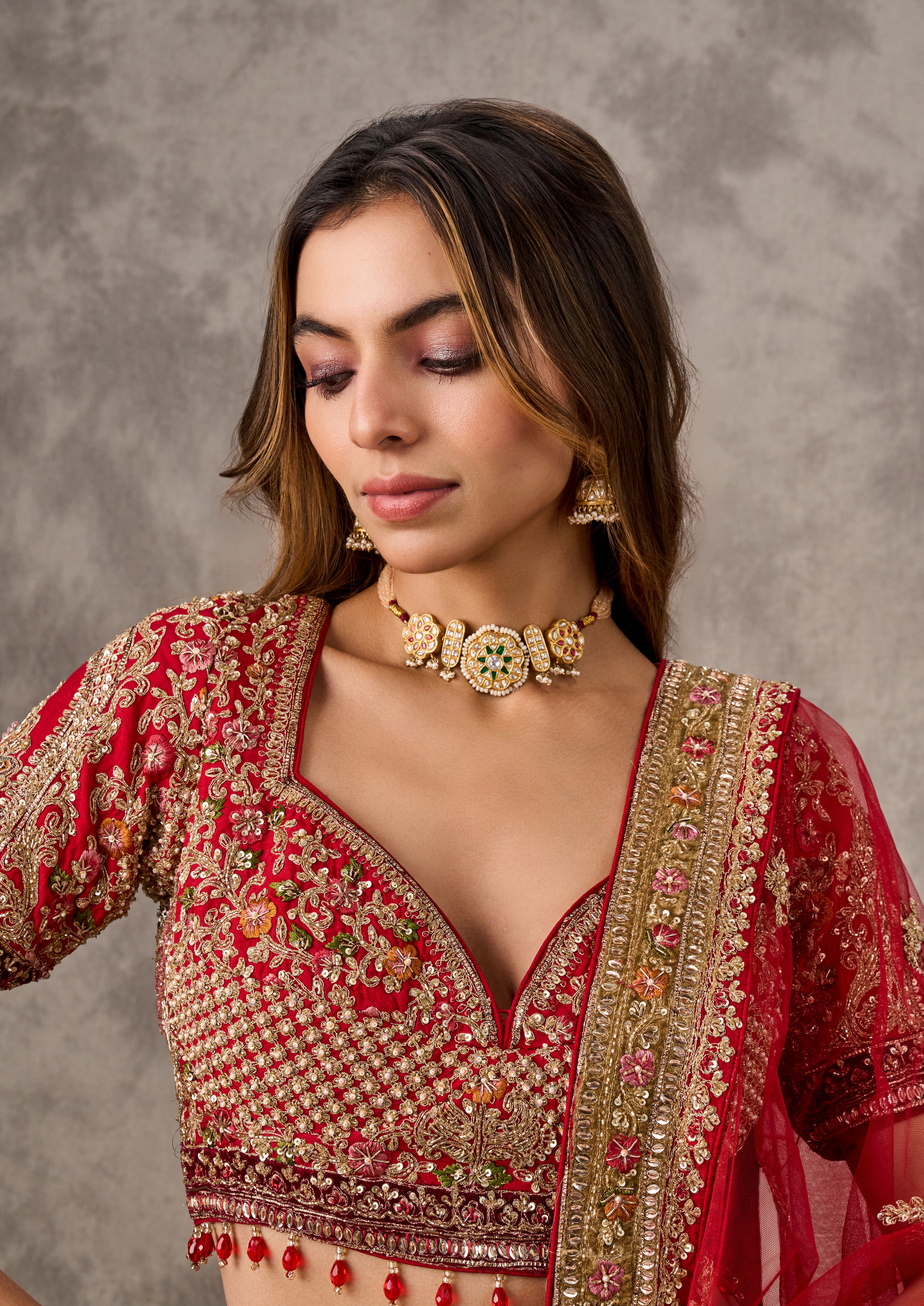 Twamev Women Regal Red Radiance Bridal Lehenga