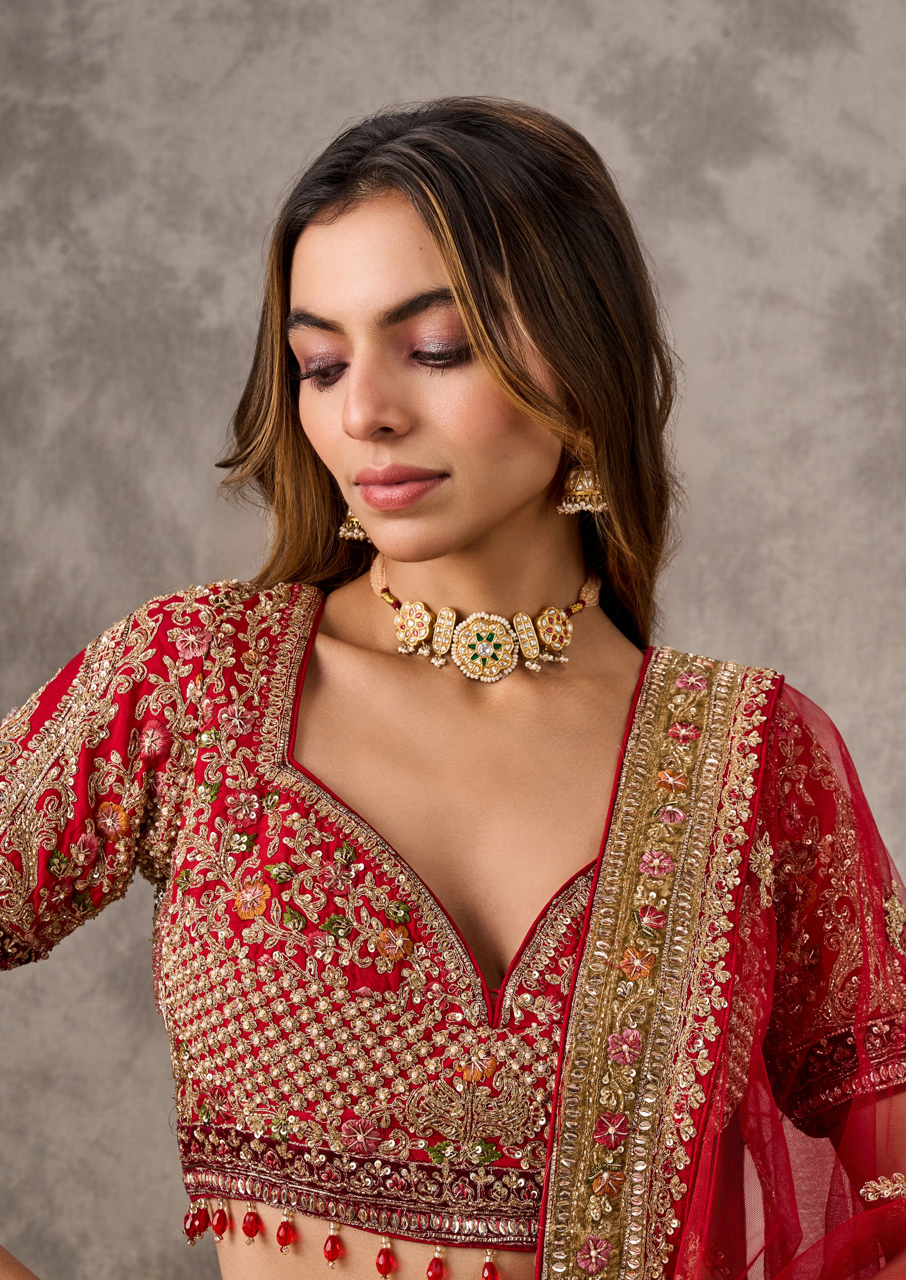 Twamev Women Regal Red Radiance Bridal Lehenga