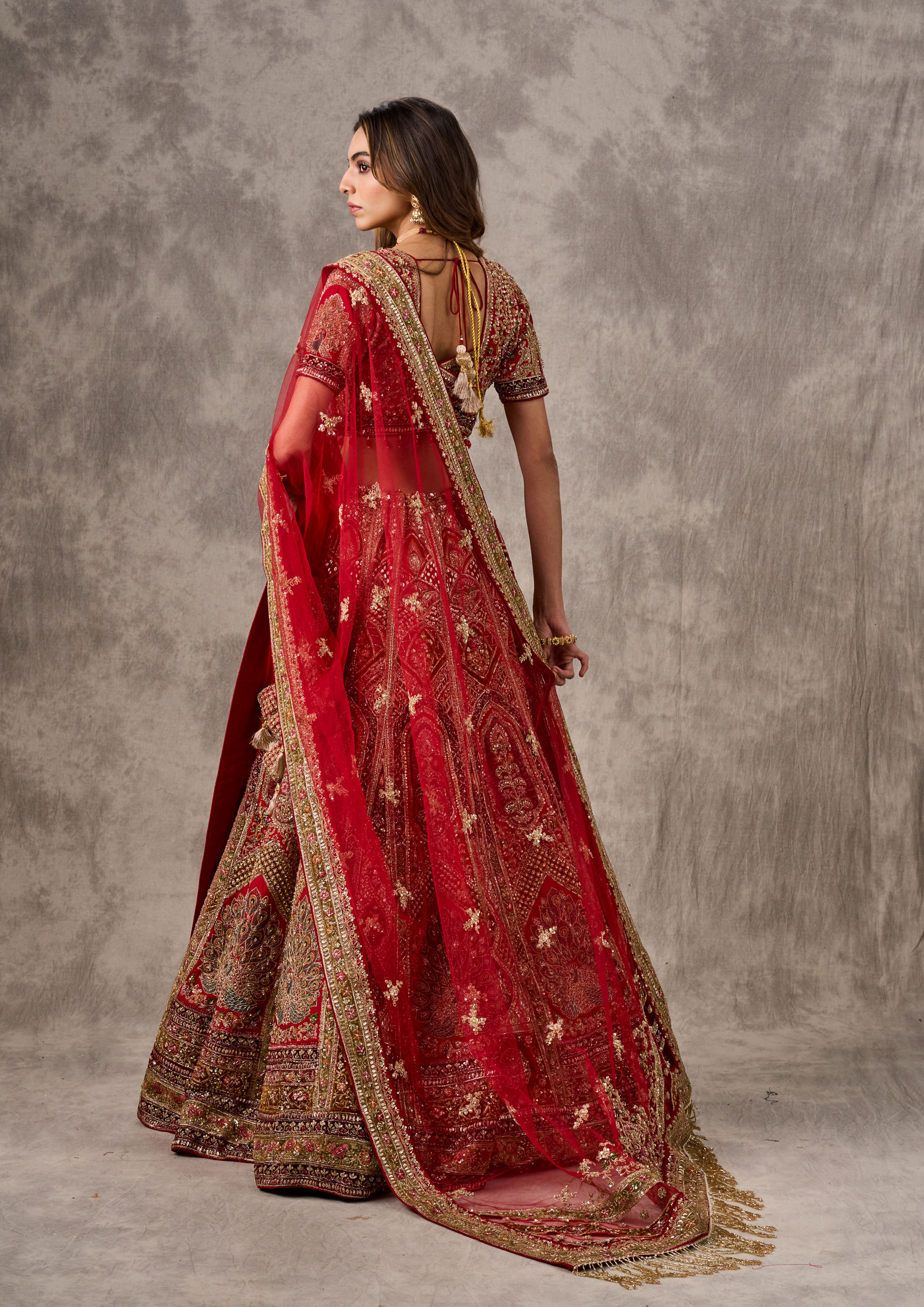 Twamev Women Regal Red Radiance Bridal Lehenga
