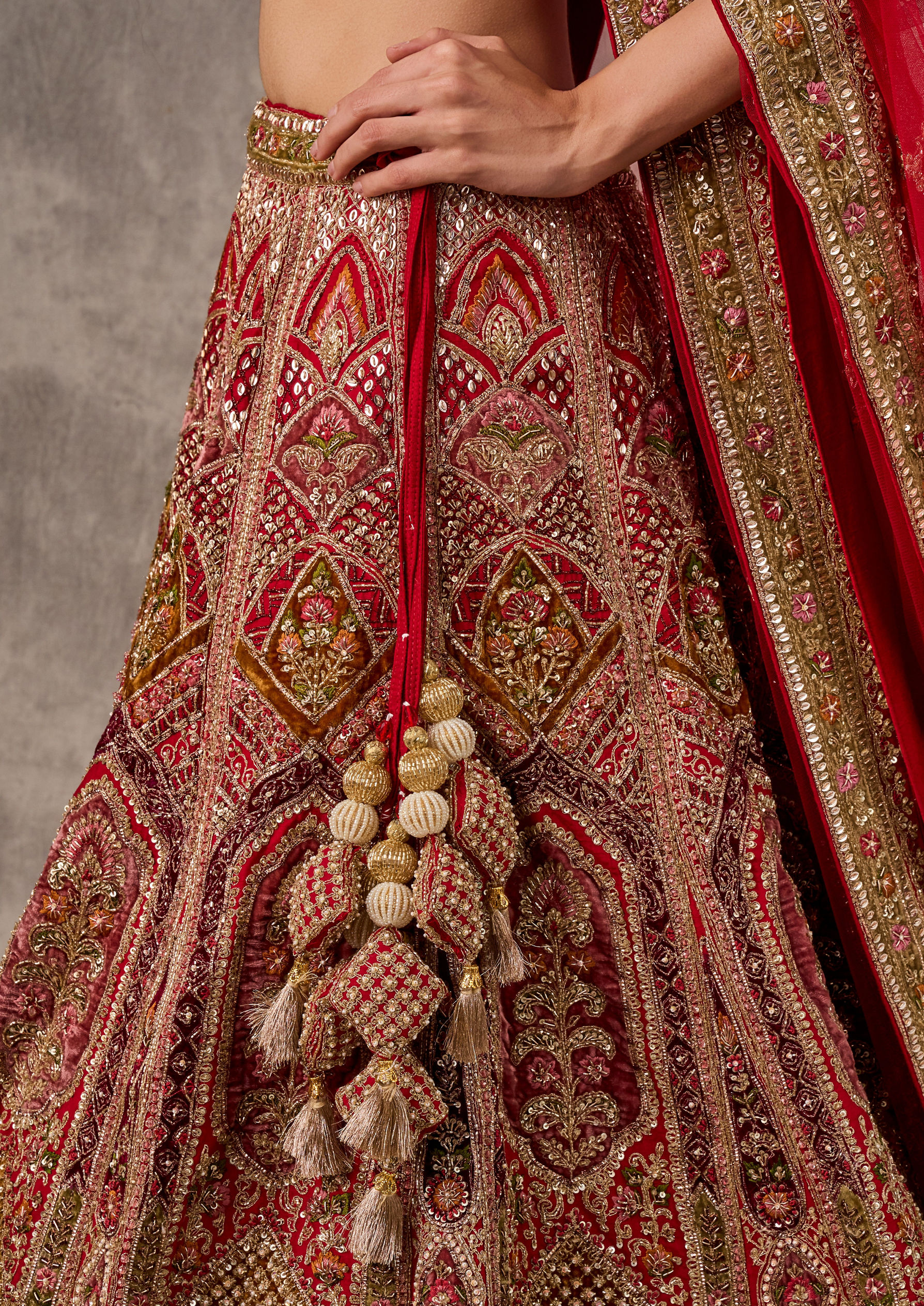 Twamev Women Regal Red Radiance Bridal Lehenga