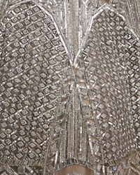 Twamev Women Steel Grey Jaal Patterned Sequinned Lehenga with Cutdana Work