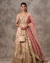 Twamev Women Radiant Cream Bridal Lehenga