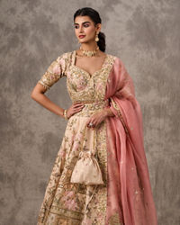 Twamev Women Radiant Cream Bridal Lehenga