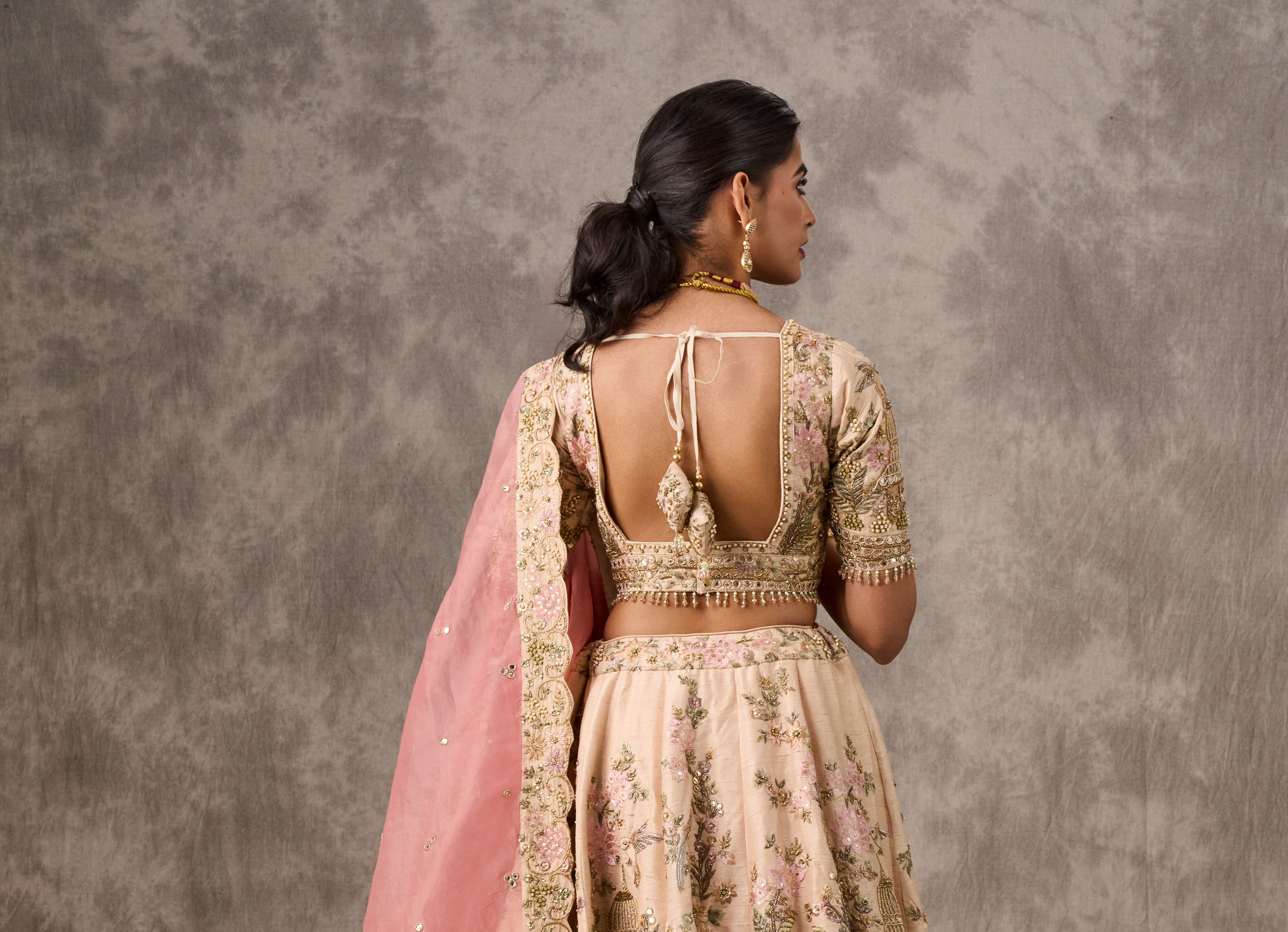 Twamev Women Radiant Cream Bridal Lehenga