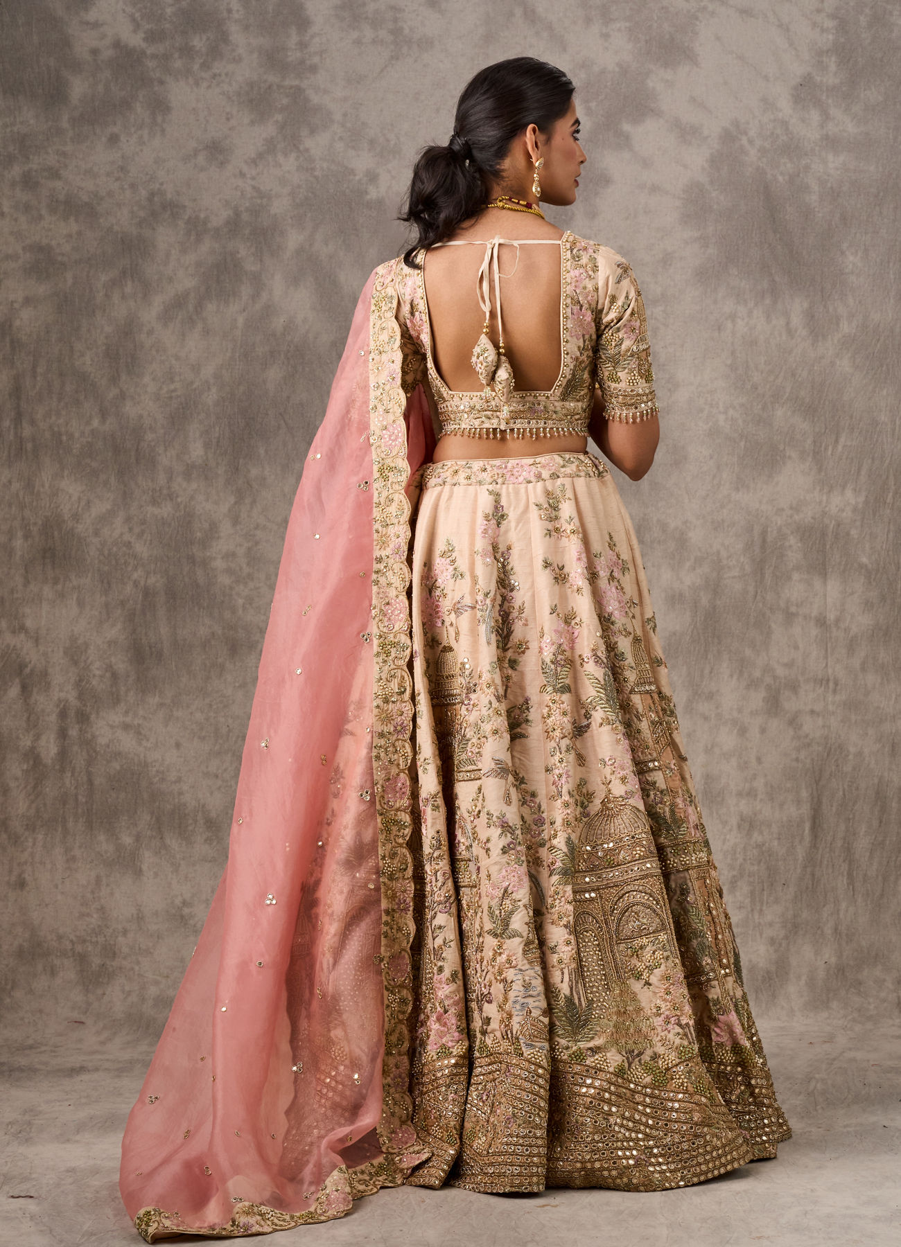 Twamev Women Radiant Cream Bridal Lehenga