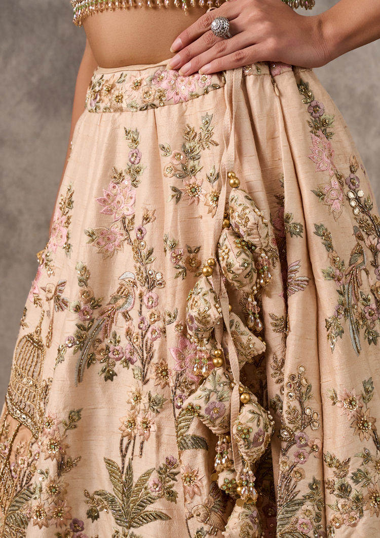 Twamev Women Radiant Cream Bridal Lehenga