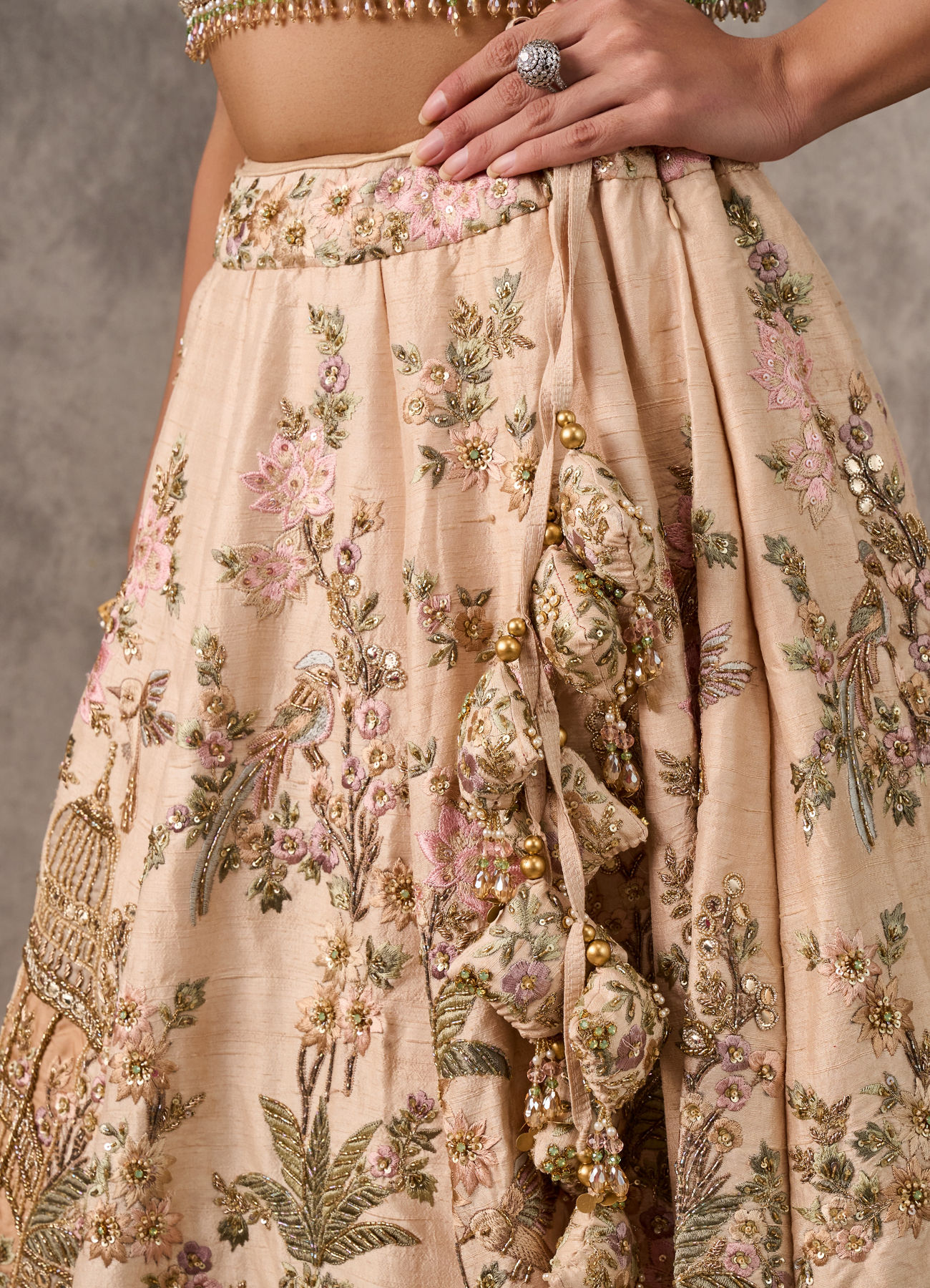 Twamev Women Radiant Cream Bridal Lehenga