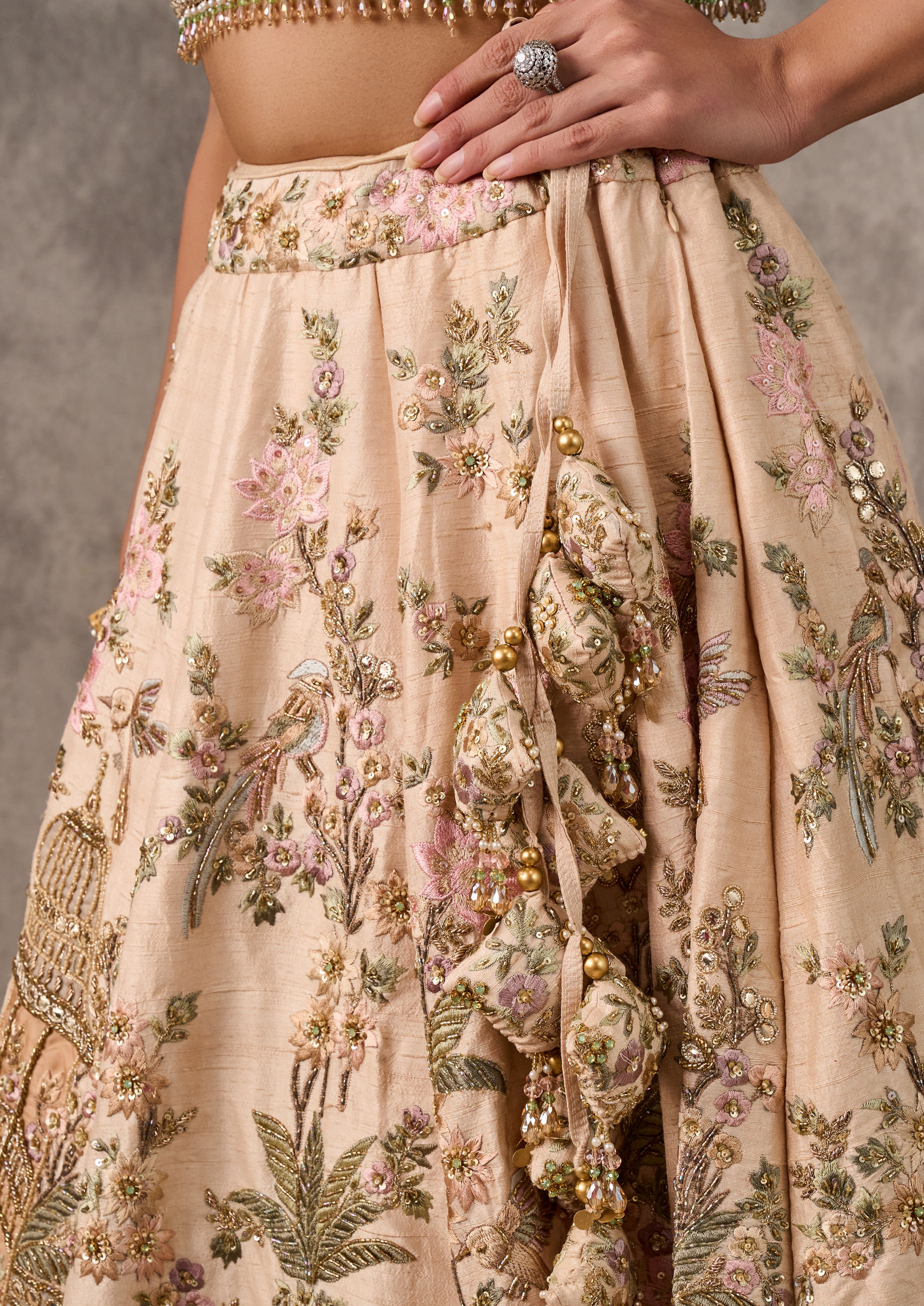 Twamev Women Radiant Cream Bridal Lehenga