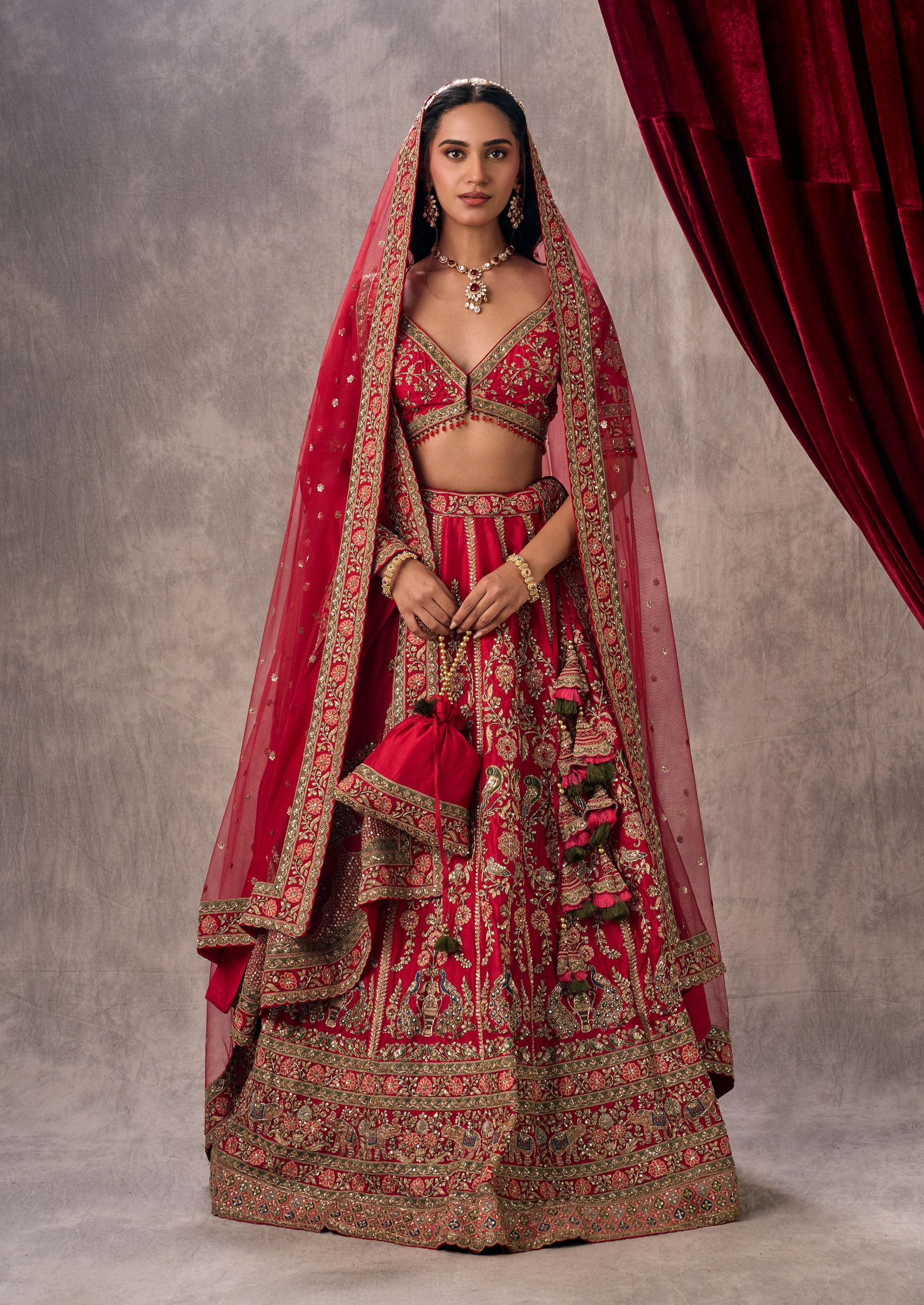Twamev Women Scarlet Radiance Lehenga