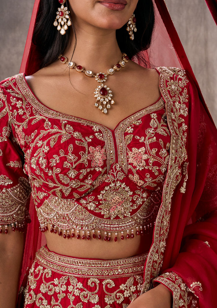 Twamev Women Rani Pink Festive Bridal Lehenga
