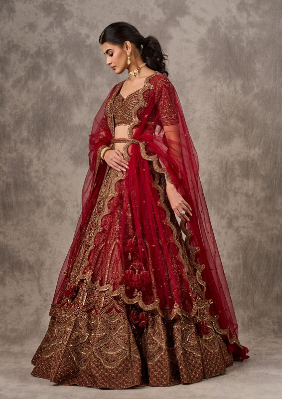 Twamev Women Red Festive Bridal Lehenga Set