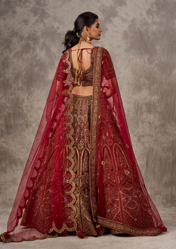 Twamev Women Red Festive Bridal Lehenga Set
