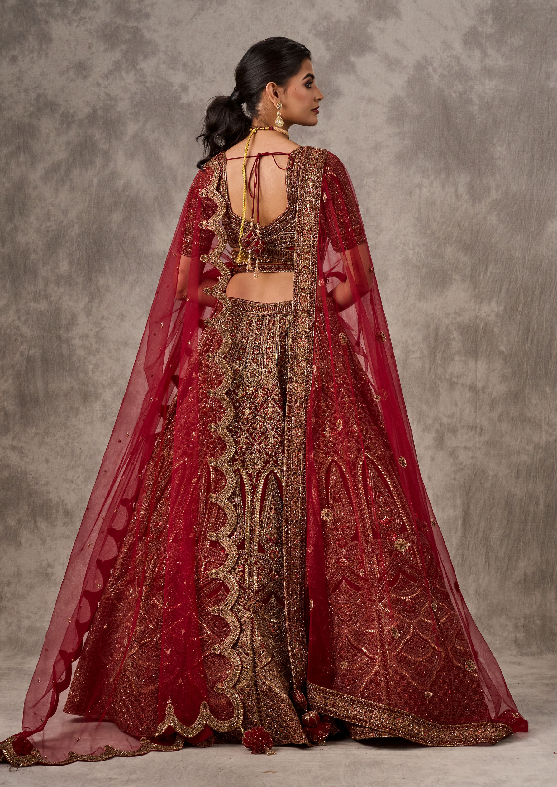 Twamev Women Red Festive Bridal Lehenga Set