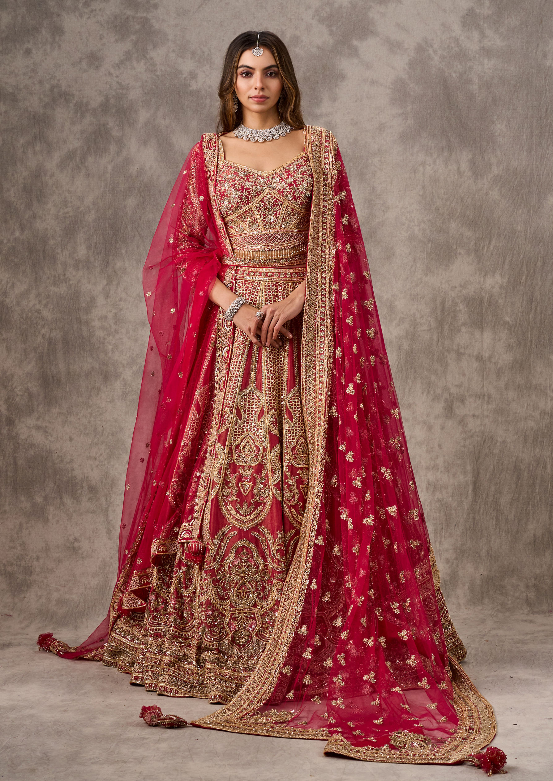 Twamev Women Radiant Pink Lehenga Ensemble