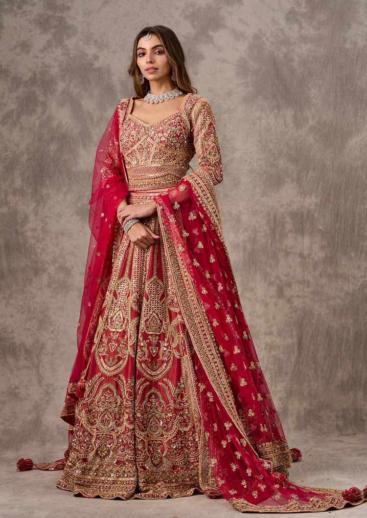 Twamev Women Radiant Pink Lehenga Ensemble