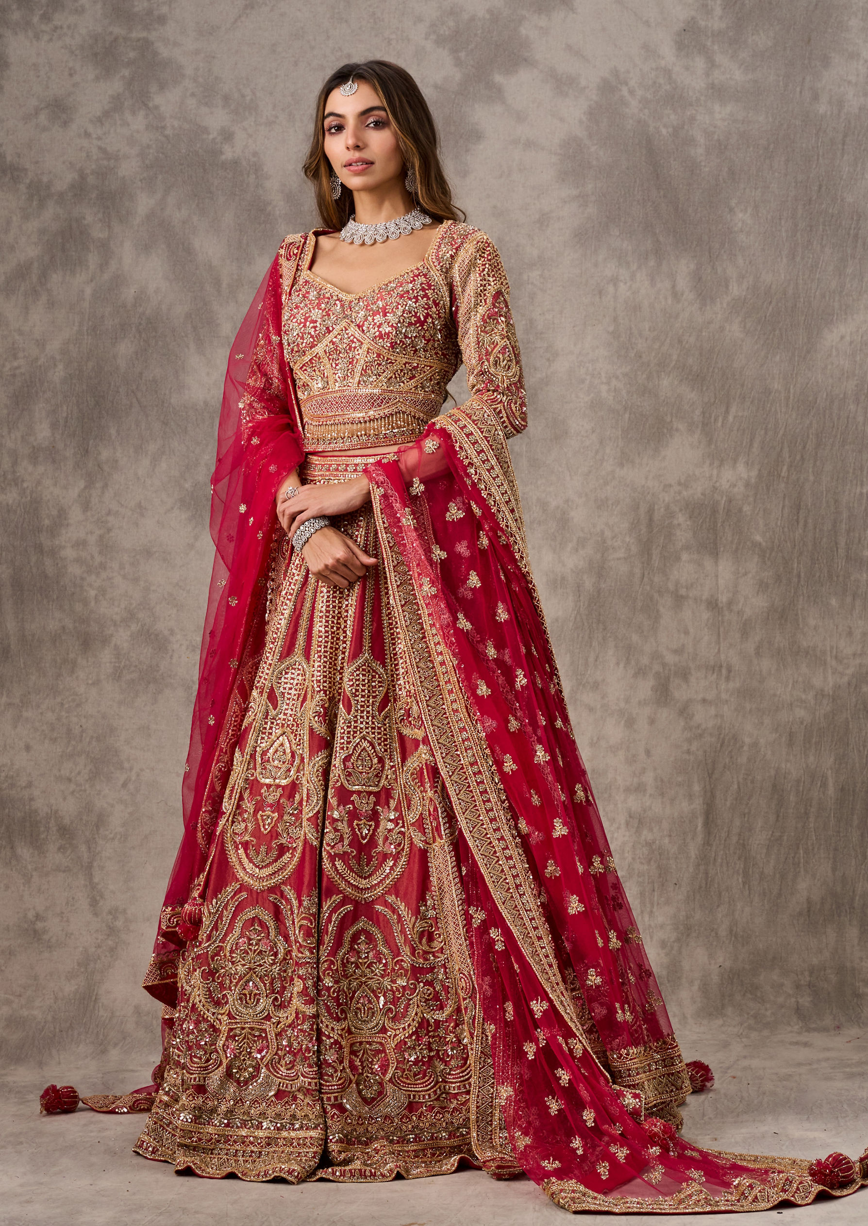 Twamev Women Radiant Pink Lehenga Ensemble
