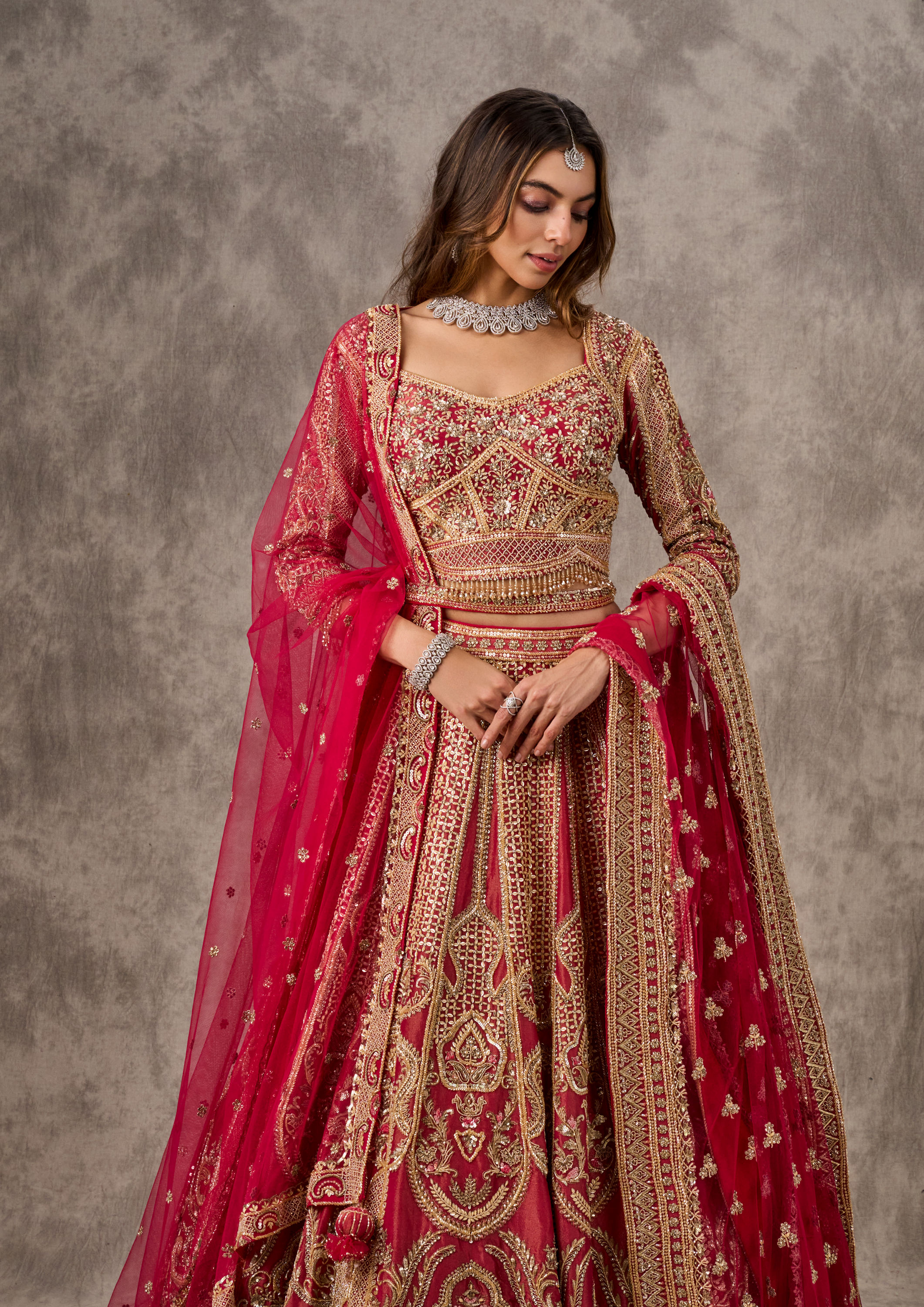 Twamev Women Radiant Pink Lehenga Ensemble