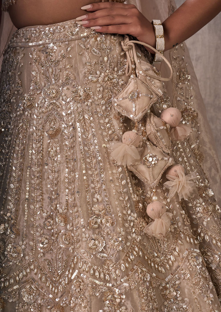 Twamev Women Cream-Colored Elegance Lehenga