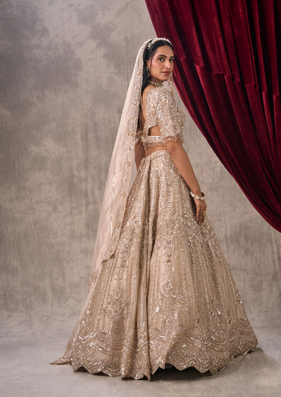 Twamev Women Cream-Colored Elegance Lehenga