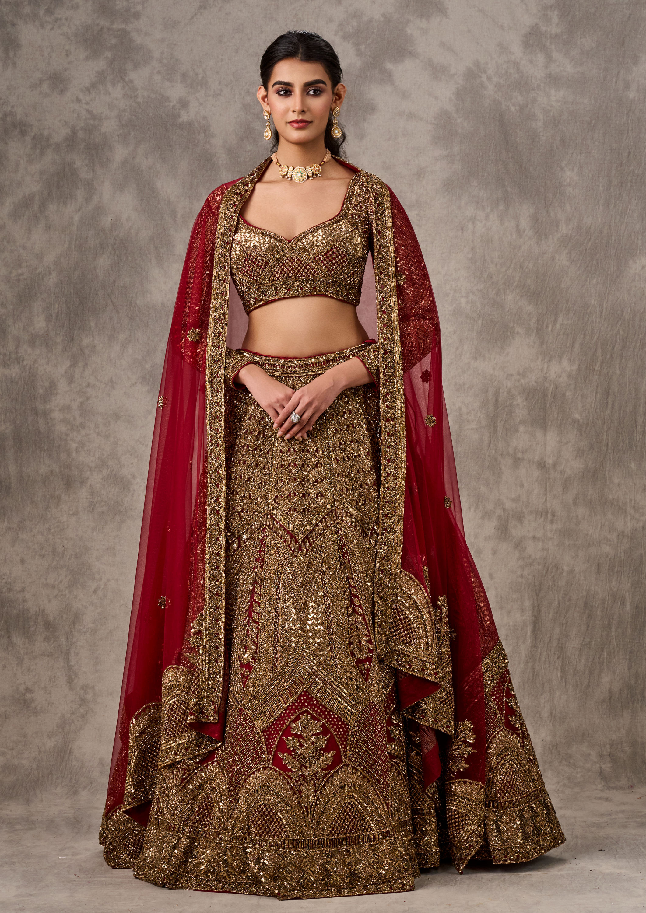 Twamev Women Regal Red Elegance Lehenga
